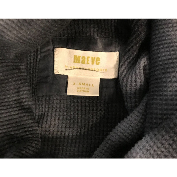 Anthropologie Maeve Ainsley Cowl Neck Gray/Black Tie Dye Thermal Top - EXSM - Picture 5 of 11